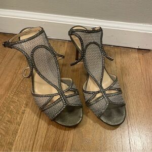 Vince Camuto Metallic Gray Mesh Heels